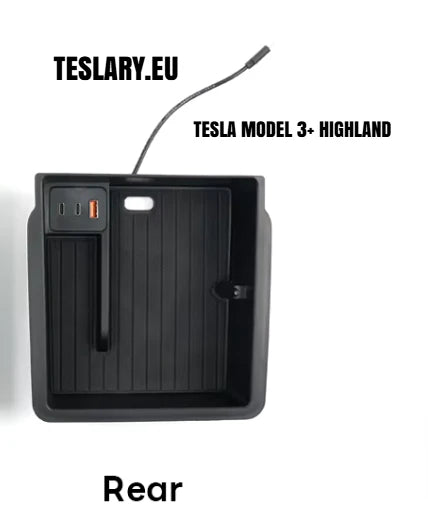 Bandejas de almacenamiento Tesla Model 3+ Highland Center con puertos USB