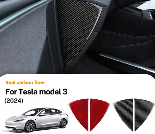 Tesla Modelo 3 Terras laterais de fibra de carbono real Highland (2 peças)