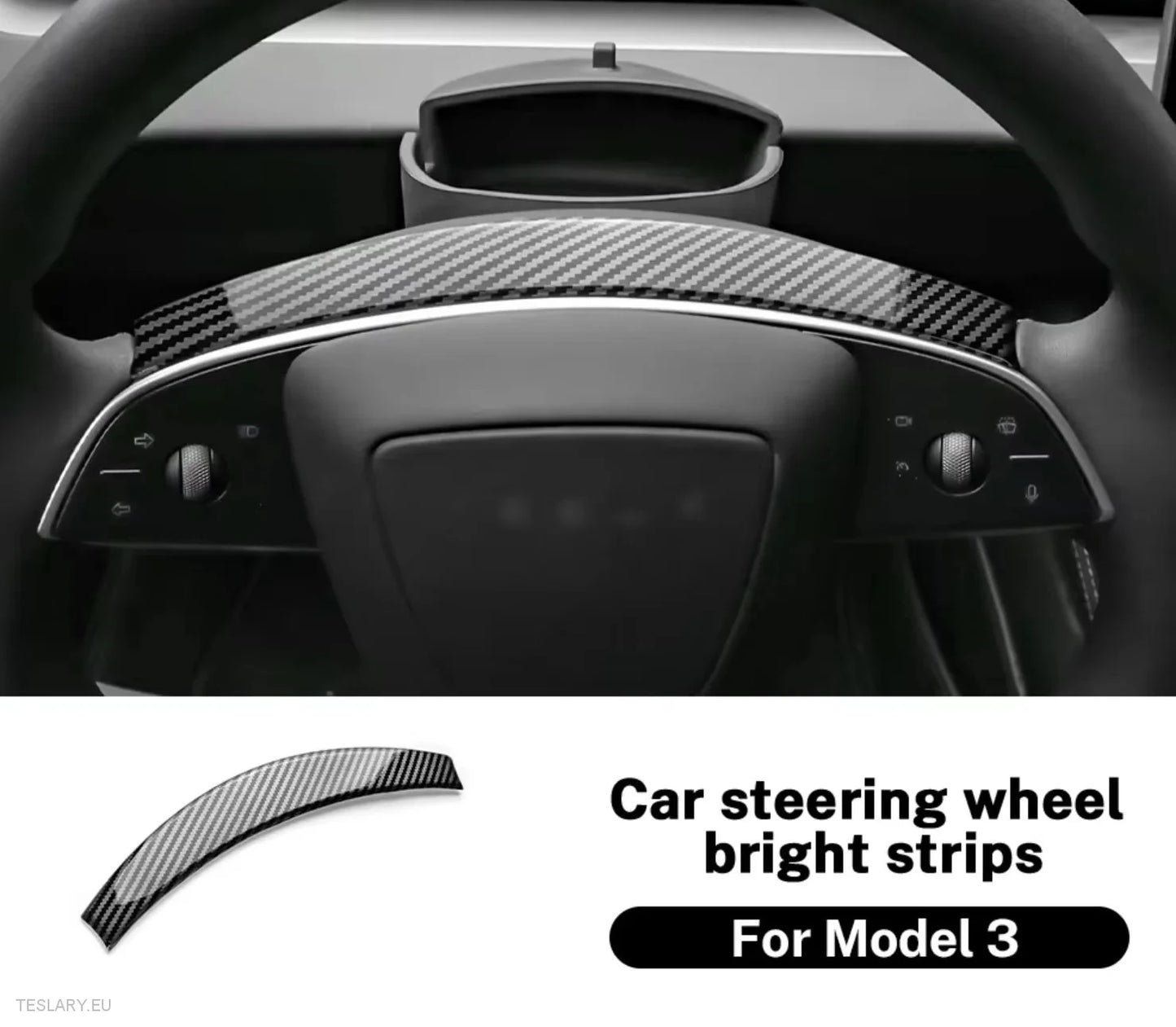 Tesla Model 3 Highland Steering Wheel Carbon Fiber Black Style Kit