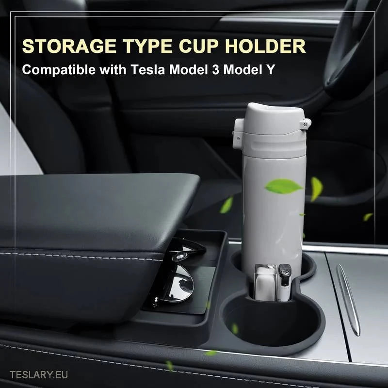 Tesla Model 3/Y Black Silicone Cup Holder & Storage - Tesla Shop Europe - TESLARY.IE Ireland - France boutique- Deutschland Geschäft- España comercio - Nederland winkel- TESLARY.IE