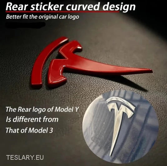 Logotipo trasero de Tesla Model 3 / Y Negro , Carbono , Cromo , Rojo