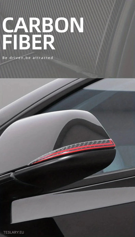 Tesla Model 3 / Y Rear View Mirror Real Carbon Fiber Trim -TESLARY.IE Tesla Shop Europe