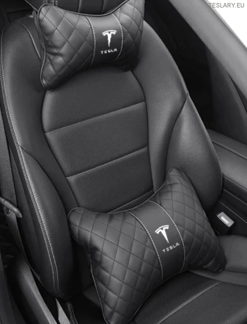 Tesla Model 3 Y S X Neck Pillow & Back Support Cushion with Logo ( BLACK )