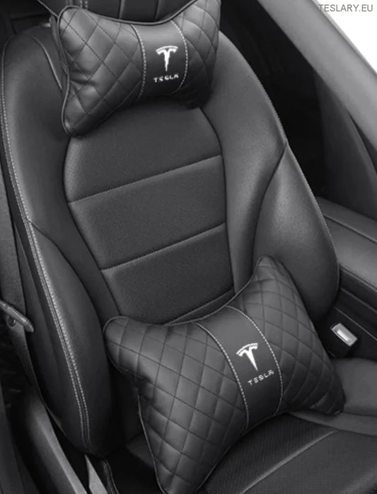 Tesla Model 3 y S x Neck Pillow & Back Support Pusion með Logo (Black)