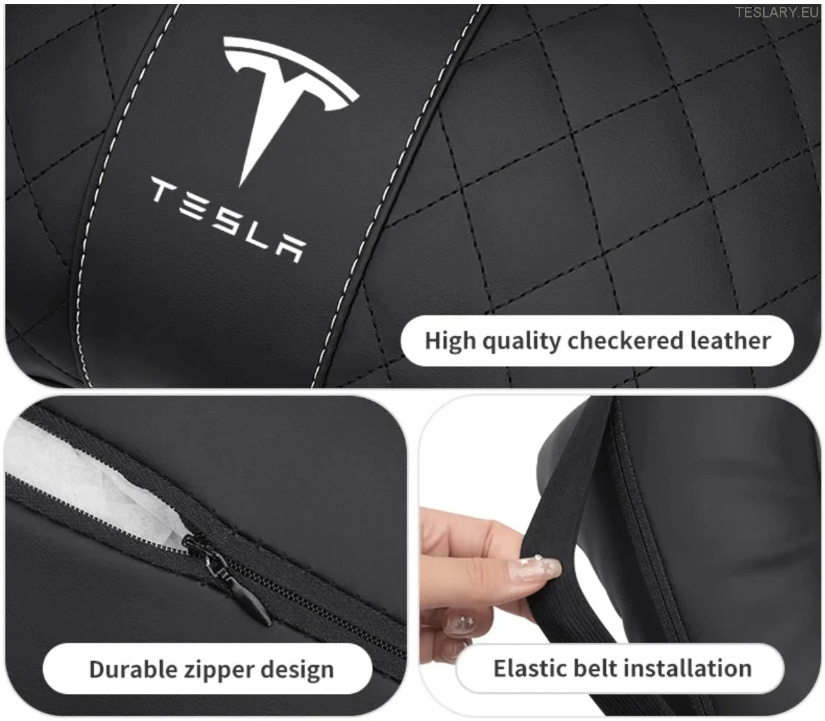 Tesla Model 3 Y S X Neck Pillow & Back Support Cushion with Logo ( BLACK )