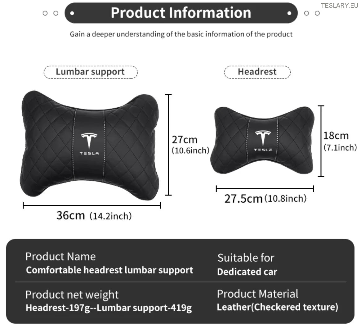 Tesla Model 3 Y S X Neck Pillow & Back Support Cushion with Logo ( BLACK )