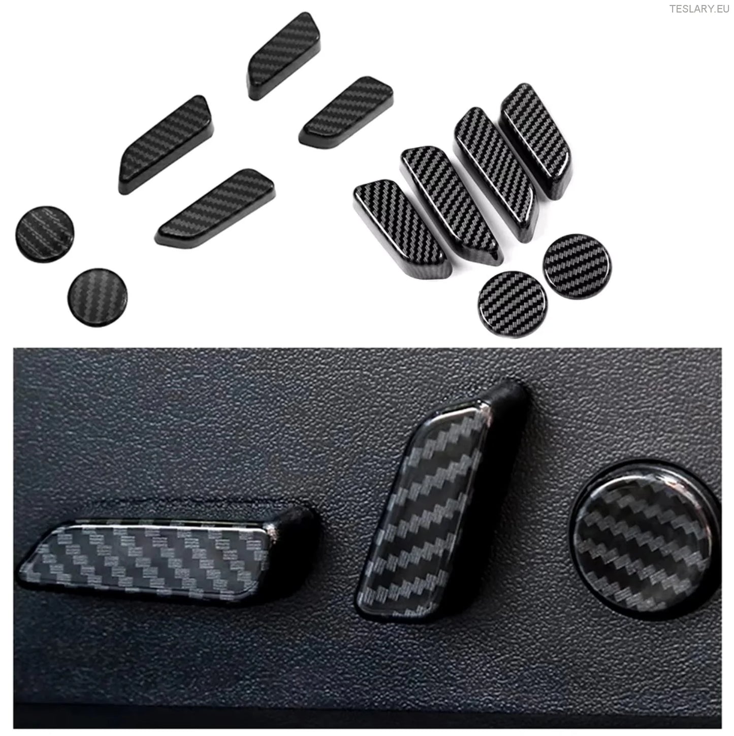 Tesla Model 3 / Y Seat Control Button Full 3D Protective Covers Carbon  Fiber Style