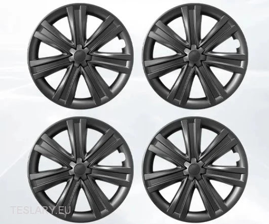 TESLA  MODEL Y 19" PETAL STYLE WHEEL HUBS -TESLARY.IE Tesla Shop Europe