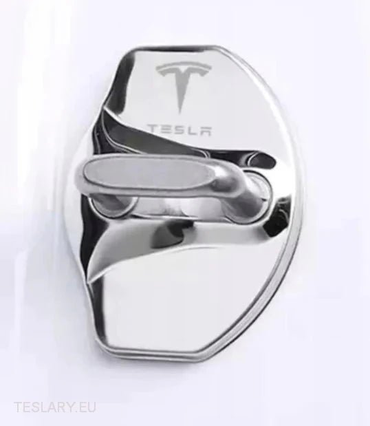 Tesla Model 3 / Y / X Stainless Steel Door Lock Protective Cover with Logo ( 4 PACK ) -TESLARY.IE Tesla Shop Europe