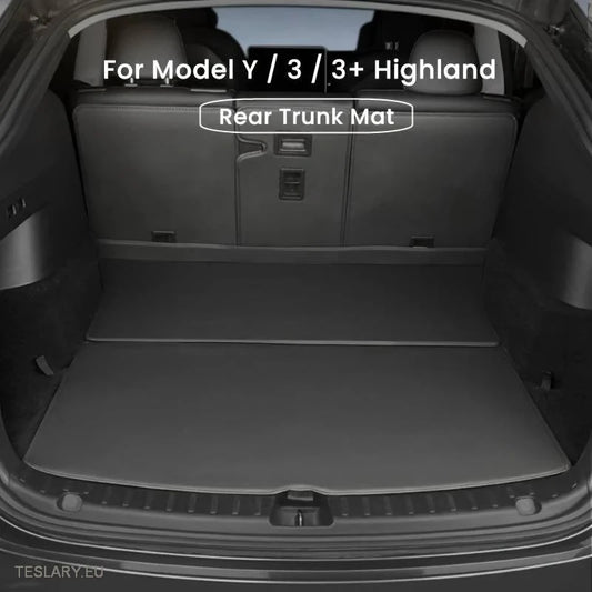 Tesla Model Y / 3 PU Leather Trunk Mats / Cargo Liners - Tesla Shop Europe - TESLARY.IE Ireland - France boutique- Deutschland Geschäft- España comercio - Nederland winkel- TESLARY.IE