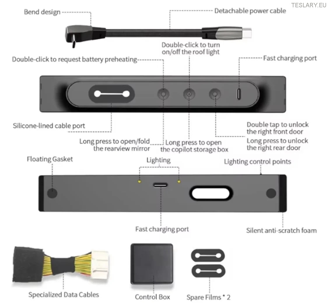 USB Expansion Hub with Physical Button Controls for Tesla Model 3 / Y